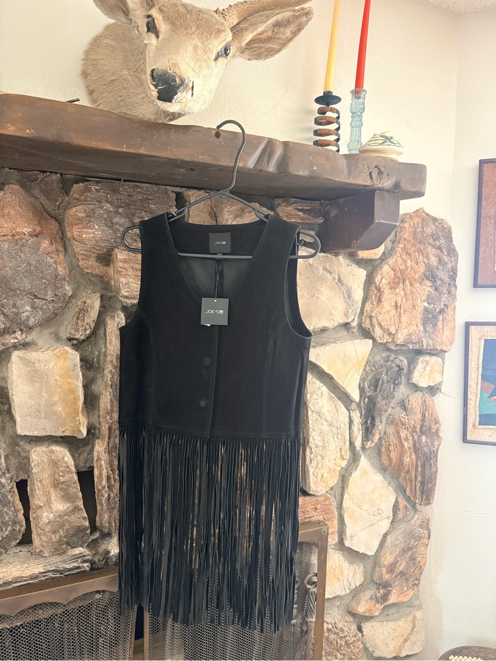 Joe's Jeans Black Suede Fringe vest